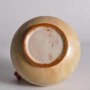 Art Deco Ceramic Beige Vase with Red Handles by Anna-Lisa Thomson, Upsala Ekeby
