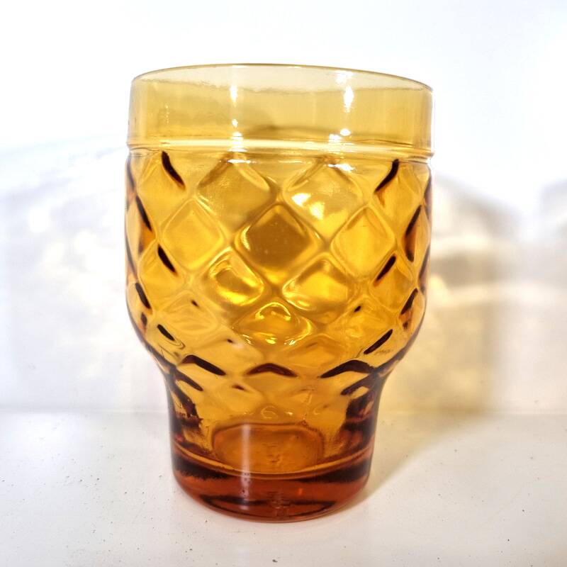 6 Vintage advertising glass signed on the reverse PERNOD SA in amber color