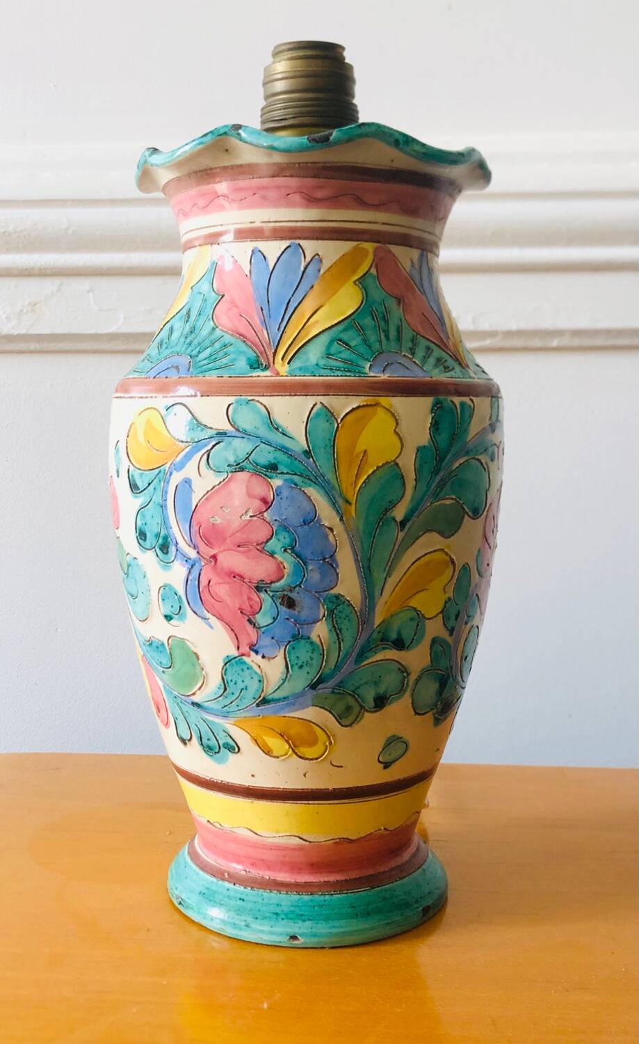 Majolica Italy ceramic lamp base