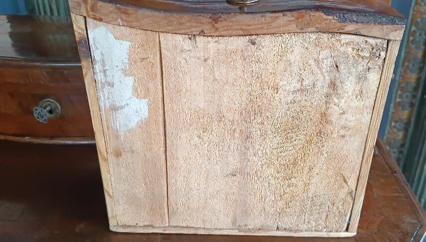 Antique veneered and inlaid commode, 18th century, Northern Italy.