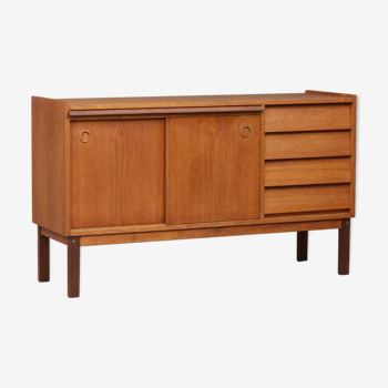 Small Danish teak sideboard with a pull out tray