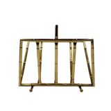 Hollywood regency bamboo-effect brass magazine rack, Montagnani, Italy 1970