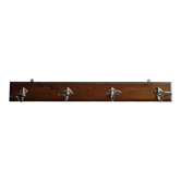 Portemanteau mural, quatre patères vintage, en acier et bois, 90 cm