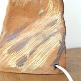 Brutalist sandstone lamp with raffia lampshade