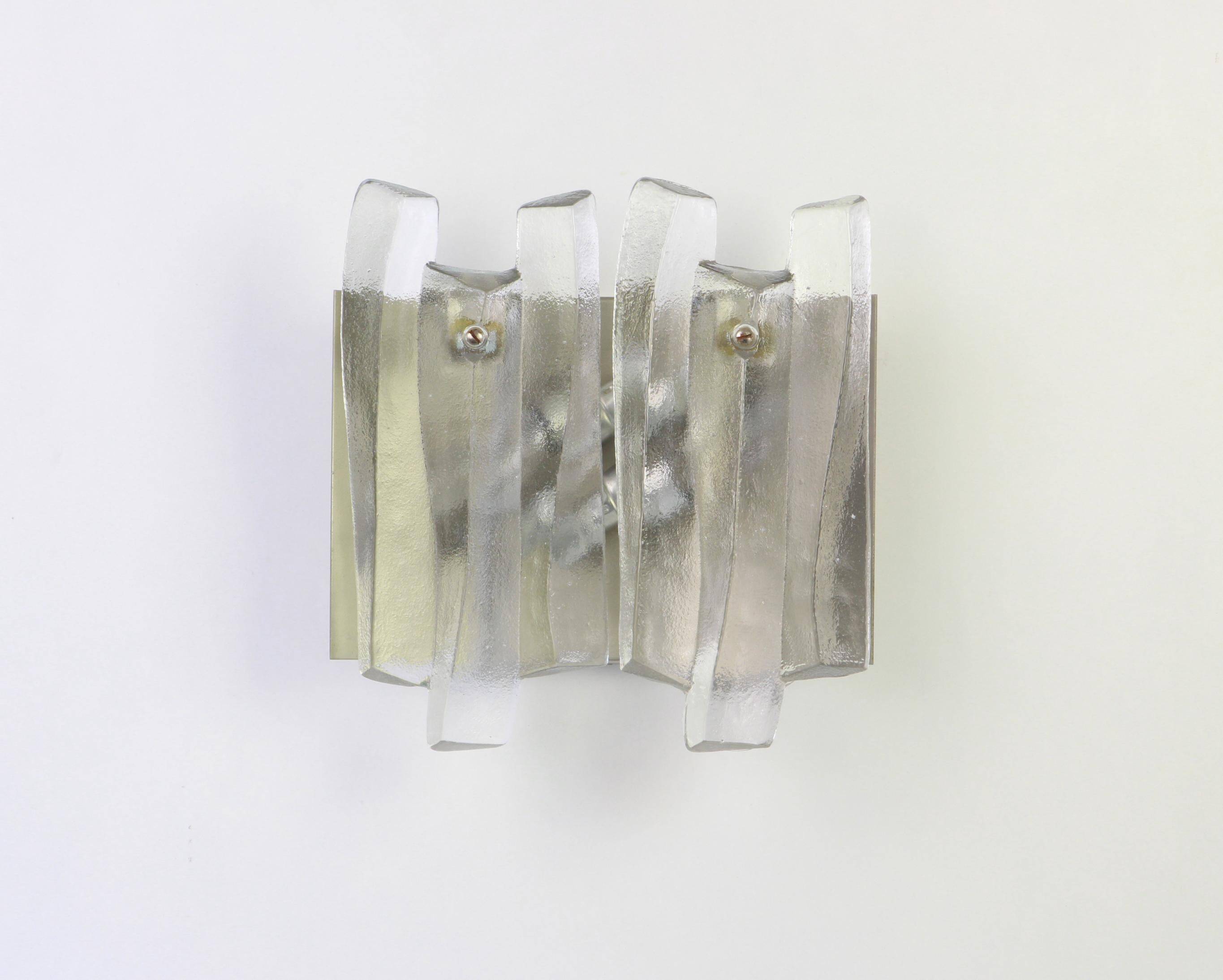 Pair of large Murano glass wall lights by Kalmar 'Fuente', Austria, 1960s.
