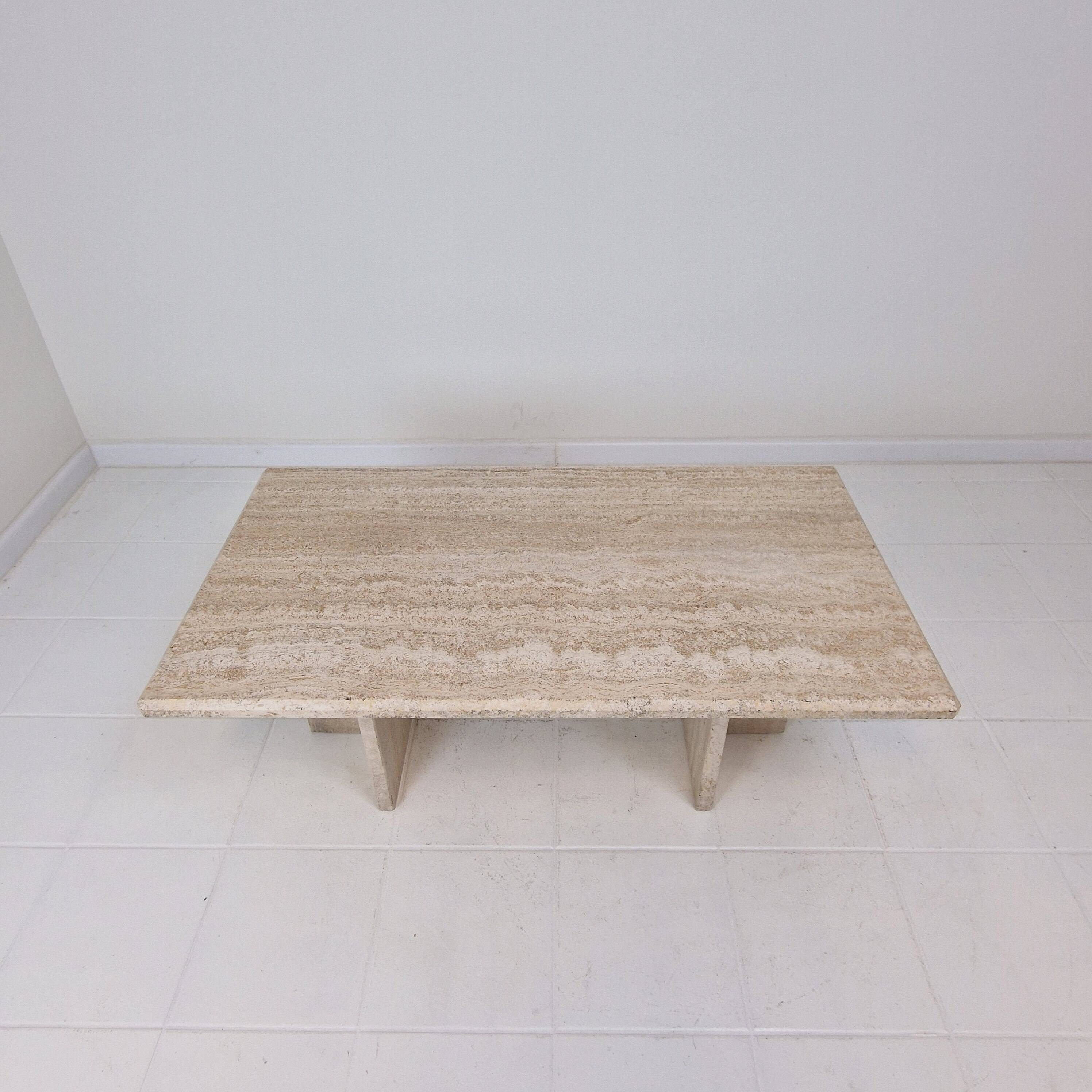 Rectangle Travertine Coffee or Side Table, Italy 1980's