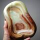 Large green onyx ashtray with free-form bands, vintage Italy, 50s-60s