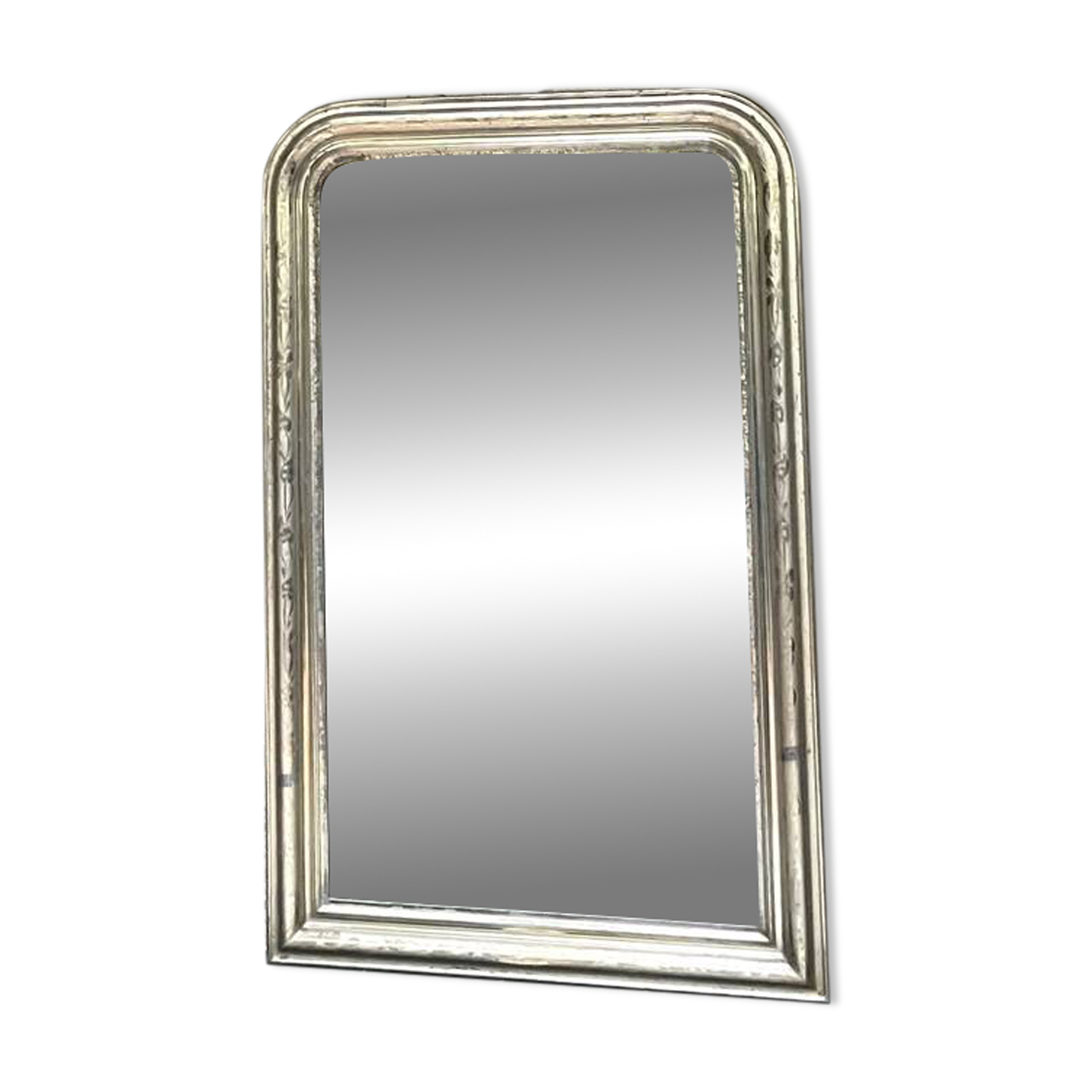 Antique Louis-Philippe mirror 126/80.5cm gilded with silver leaf trumeau