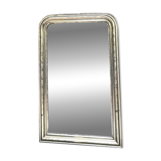 Antique Louis-Philippe mirror 126/80.5cm gilded with silver leaf trumeau