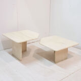 Set of 2 travertine side tables, 1970s