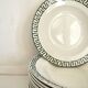 Set of 12 green patterned soup plates, Badonviller earthenware