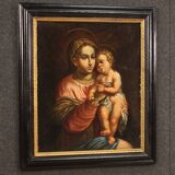 Antique religious painting Virgin with child from 17th century