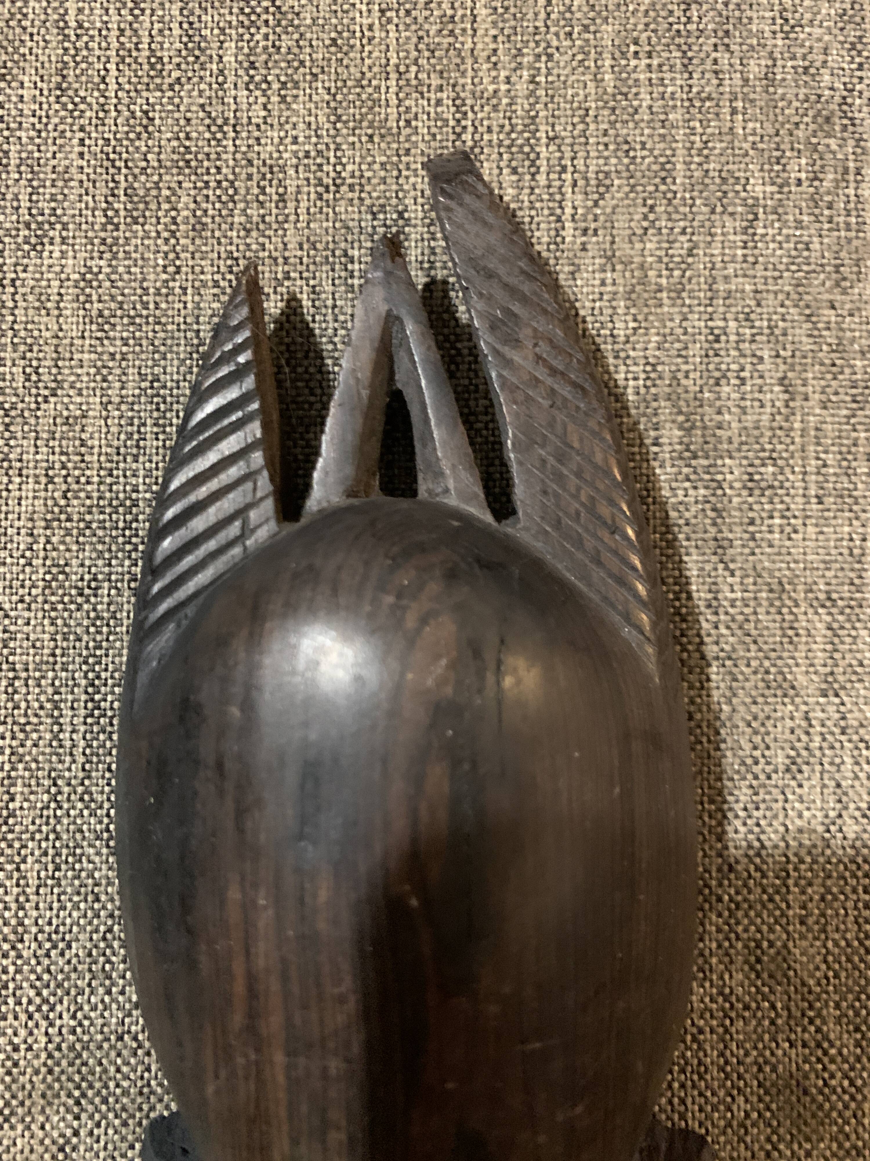 African mask 19cm hand carved tribal statuette wood Baoulé Ivory Coast Vintage old