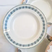 Orange and blue deep plates HBCM and St Amand