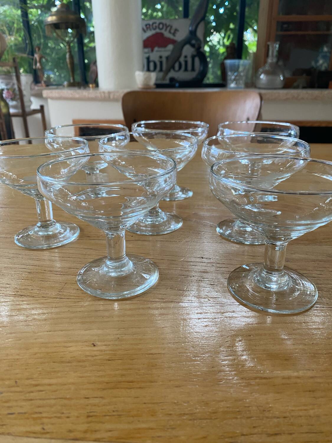 8 old champagne glasses