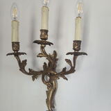 Paire d'appliques bronze doré 3 branches