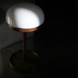 Solid oak lamp and opaline globe