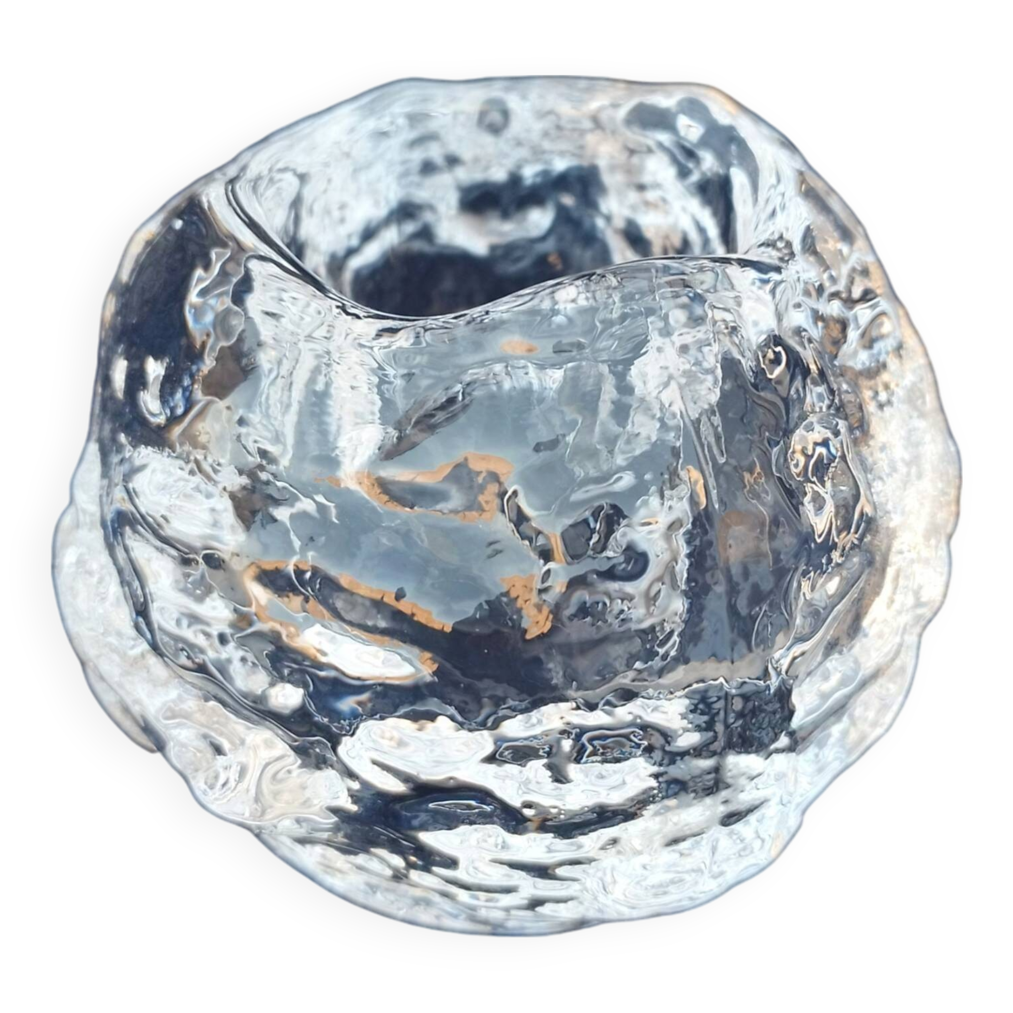 Kosta Boda Glass Rock or Ice Cube Candle Holder