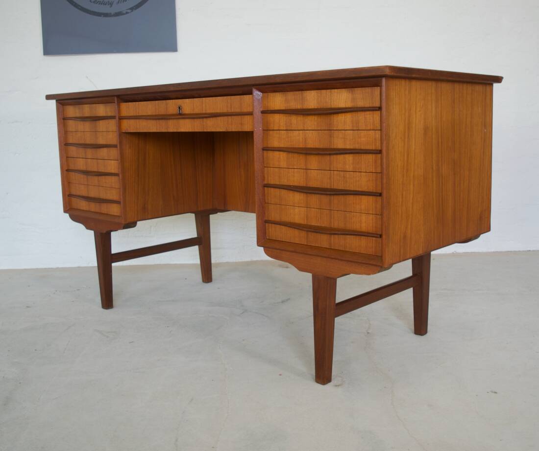 Danish Teak 7-Drawer Desk, 1960s.