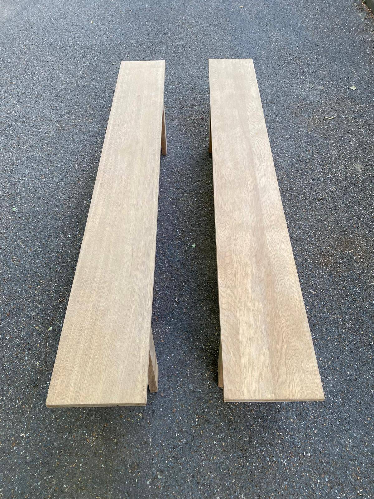 2 renovated farm benches in solid oak 200cm 20th century
