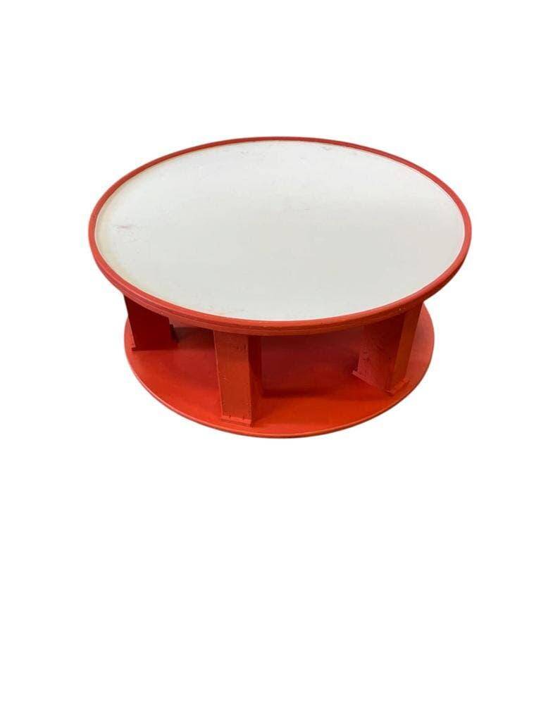 Large vintage round XL orange wooden coffee table / coffee table