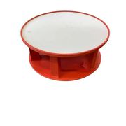 Grande table basse ronde vintage XL orange en bois / table basse