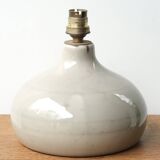Gray ceramic lamp, raffia lampshade, 1960s