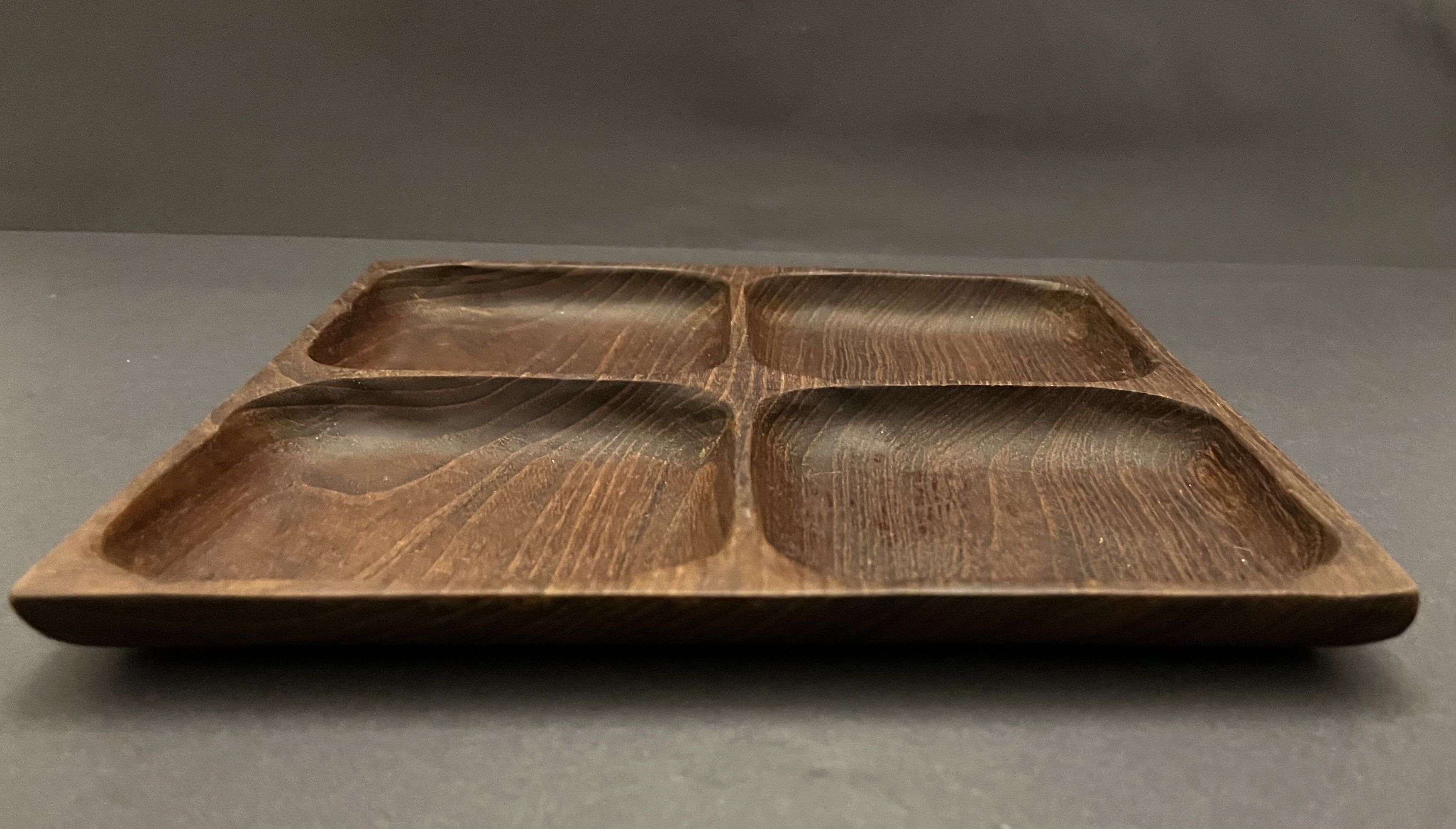 Wooden tray with compartments