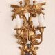 Louis XVI wall lamps Rocaille gilded carved wood antique mirror glass