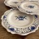 Dessert plates in Rouen faience with hand decoration.