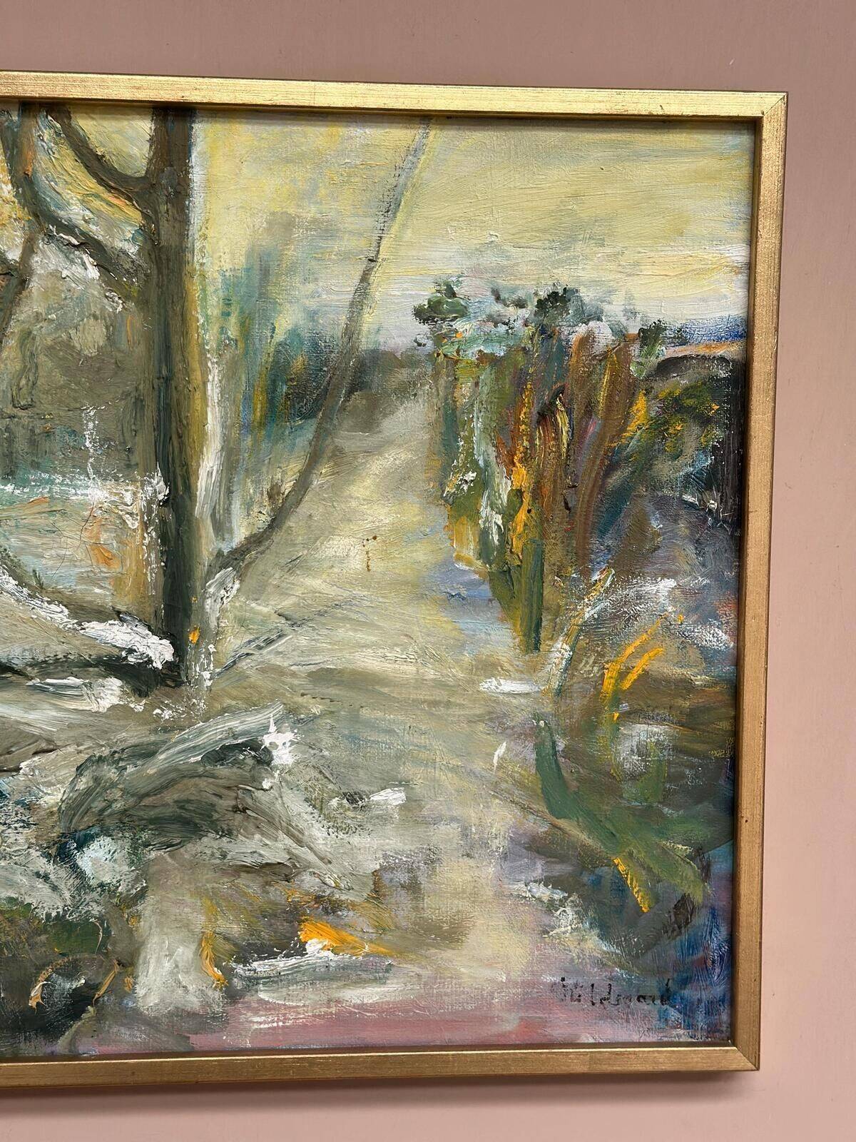 Original Oil on Canvas – “Path Between” – Signed – Vintage & Framed – 57 × 49 Cm (22.4" × 19.3")