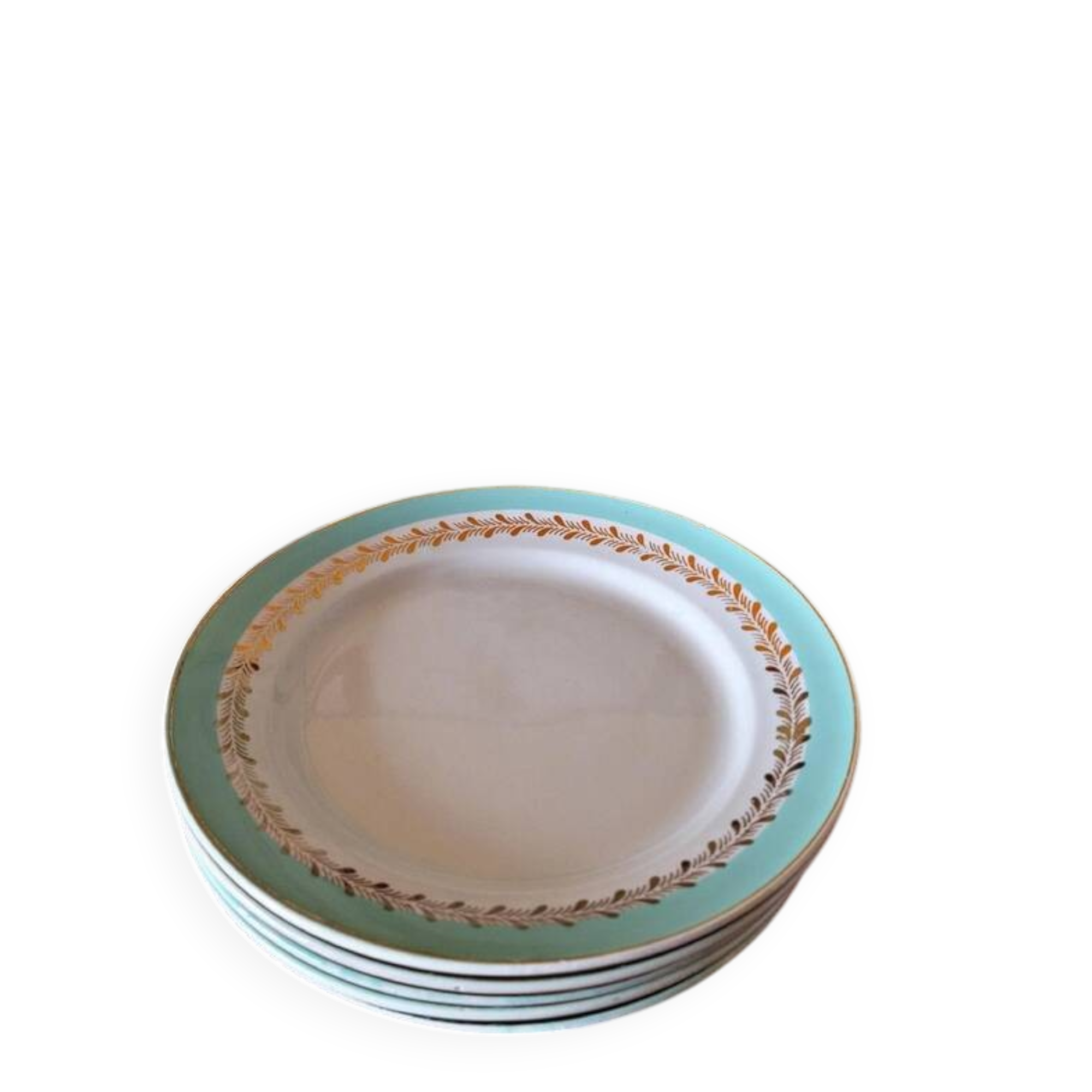 Flat plates Lunéville Pierrefonds, gilding and golden foliage