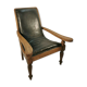 Antique 19th Century Restored British Colonial Plantation Chair Leather Seat