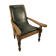 Antique 19th Century Restored British Colonial Plantation Chair Leather Seat