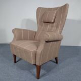 Mid-Century Wool Wing Chair, Denmark, 1950s