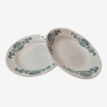 Assiettes creuses en faïence lutèce Longchamp XIXème