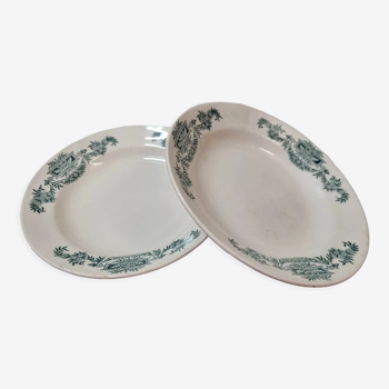 Soup plates in earthenware Lutèce Longchamp 19th century