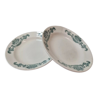 Assiettes creuses en faïence lutèce Longchamp XIXème