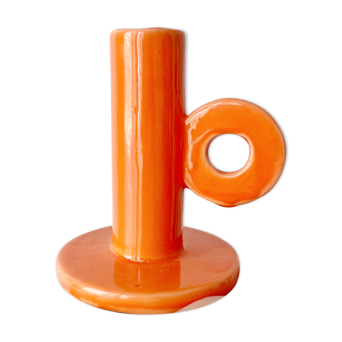 Varnished ceramic candle holder
