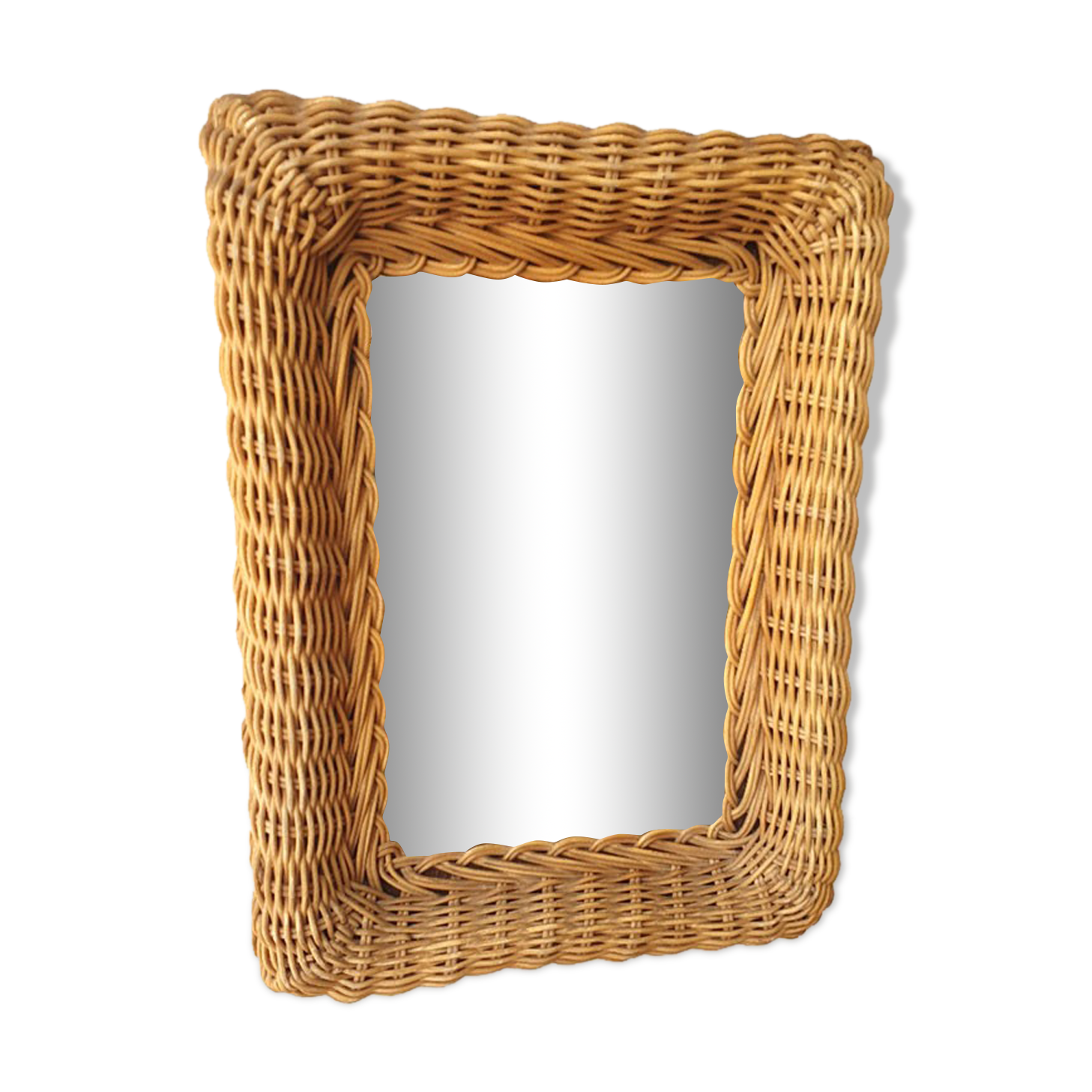 Mirror, braided rattan frame, 1960