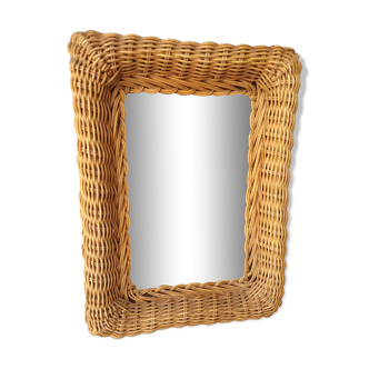 Miroir, encadrement rotin tressé, 1960