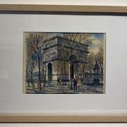 Old painting, watercolor of the signed triumphal arch, XX century