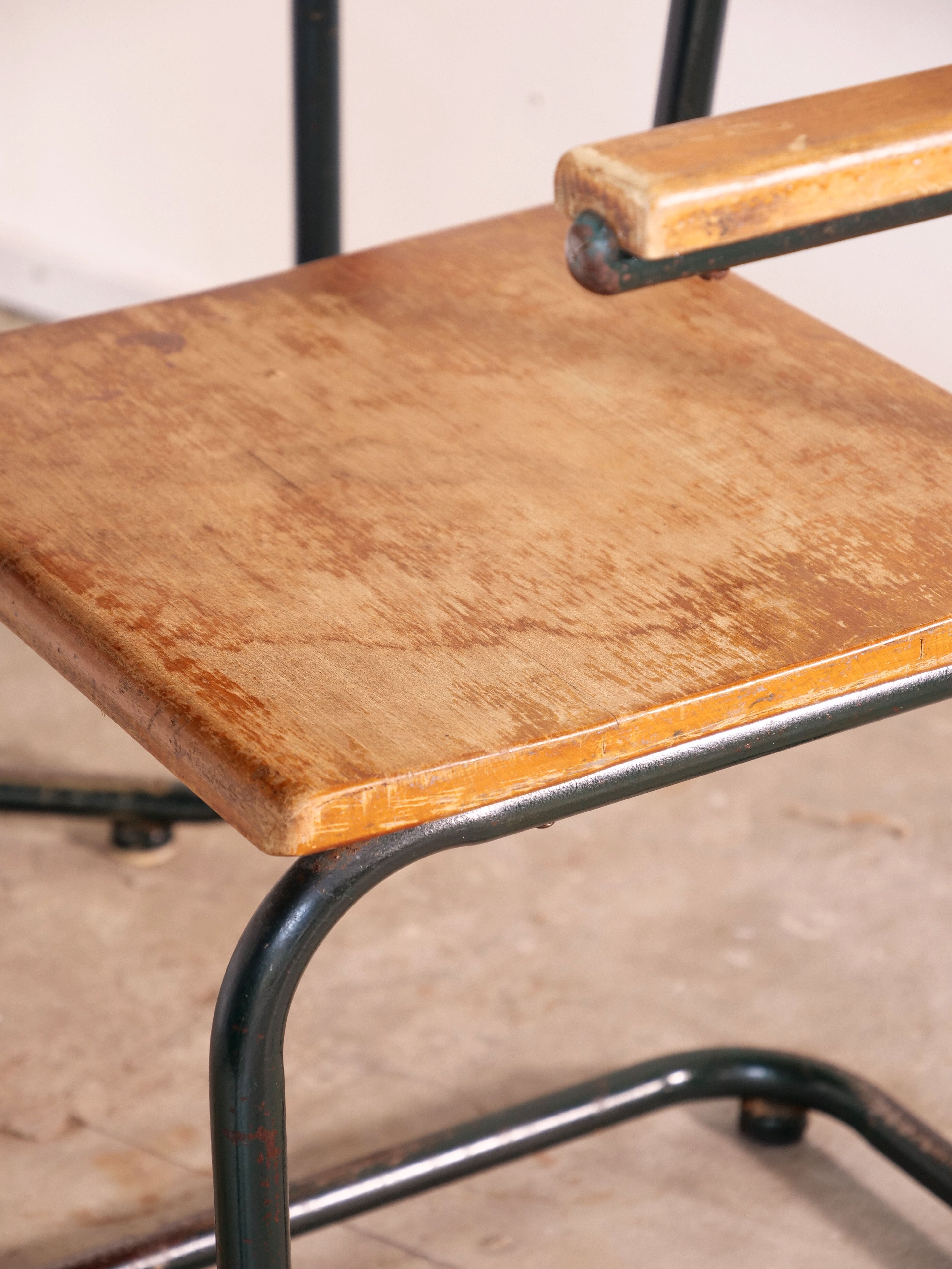 Desk with bauhaus style tubular steel chair