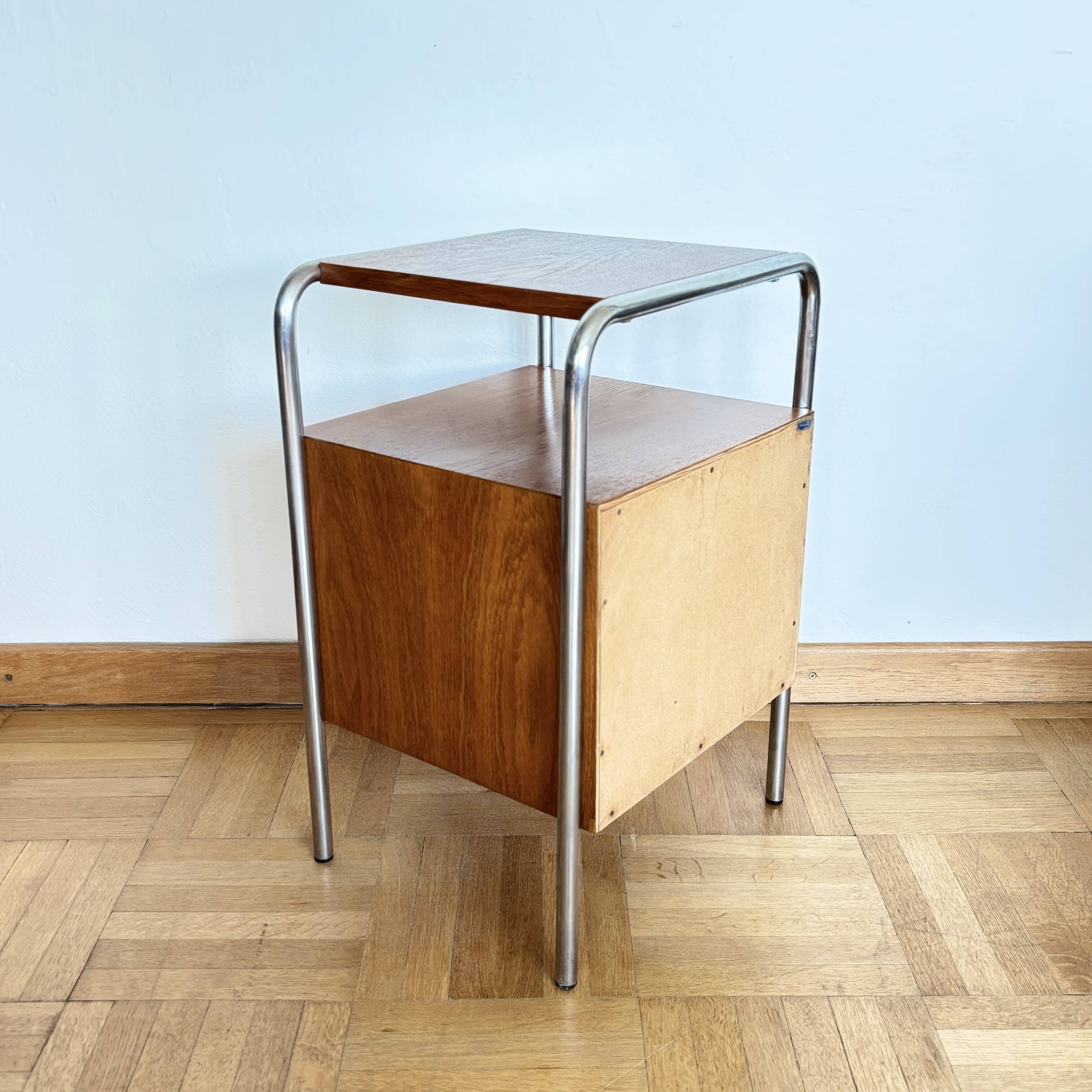 Functionalist bedside table, Kovona, Czechoslovakia