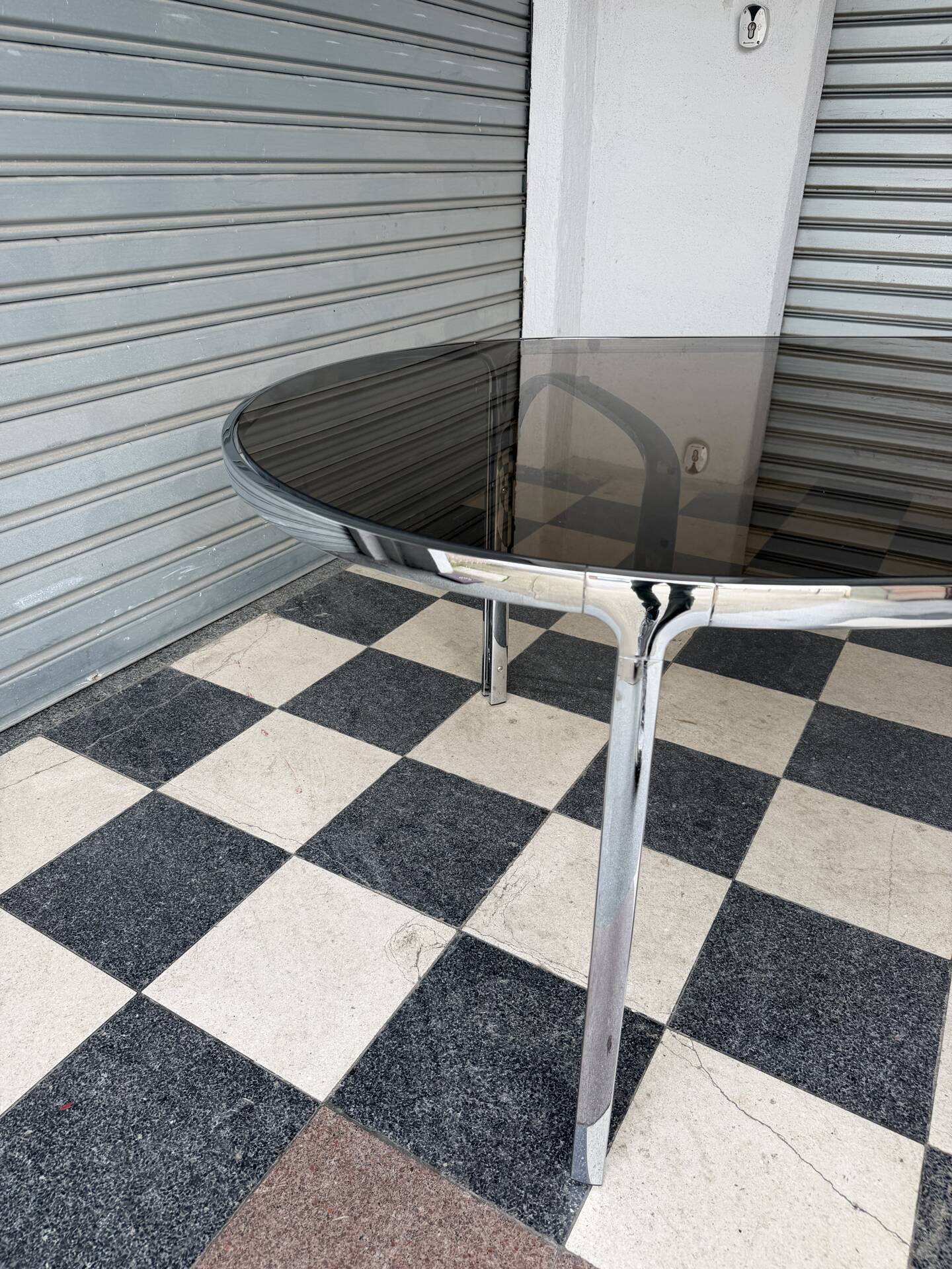 Vintage glass and chrome table