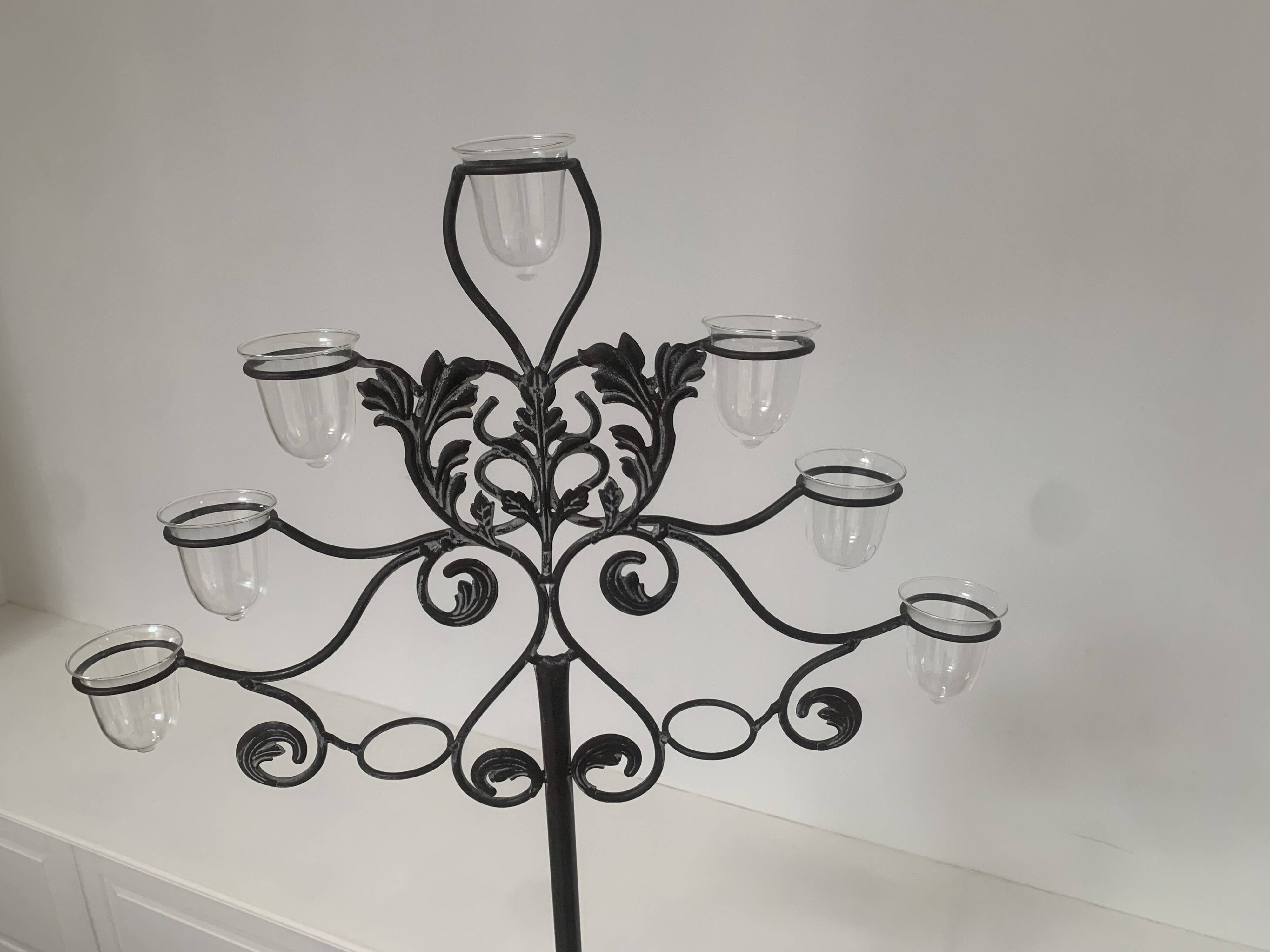 Large black wrought iron floor candelabrum (H150 cm) – Classic & Roman style