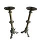 Coppia Candelabri d'Altare Antichi in BRONZO Stile Neogotico H 60 cm
