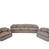 Confidential Seating Set by Alberto Rosselli for Saporiti, Beige Boucle Fabric, Italy, 1970s