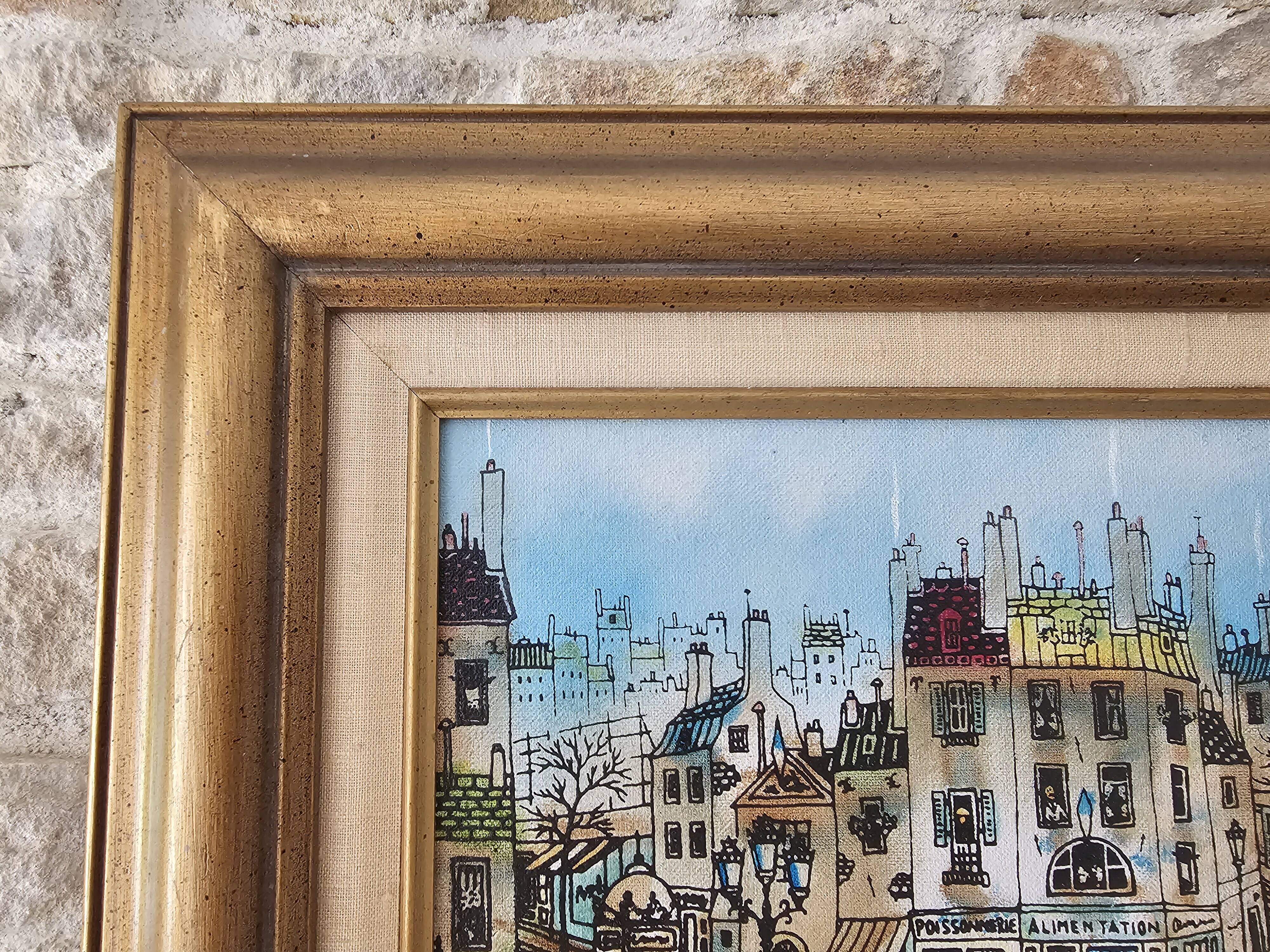 Oil Painting on Canvas - Rue du vieux Paris Signed Robert Scott