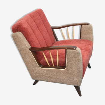 1950s armchair in beige and red